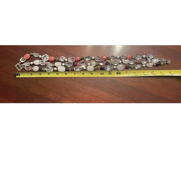 Lilly Pulitzer 3-Strand 18” Beaded Necklace Clear/White/Coral/Jade/Purple LP925 - Picture 7 of 7